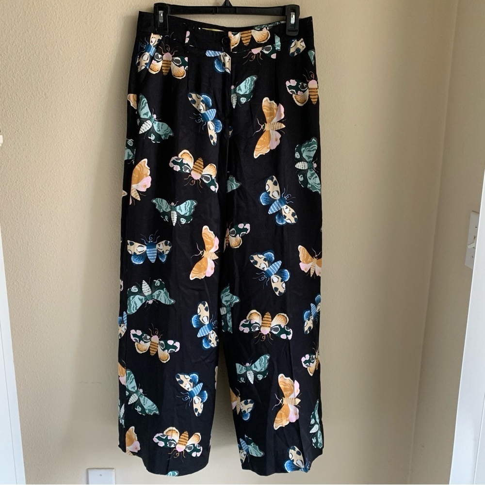 Maeve Black Butterfly Print Trousers